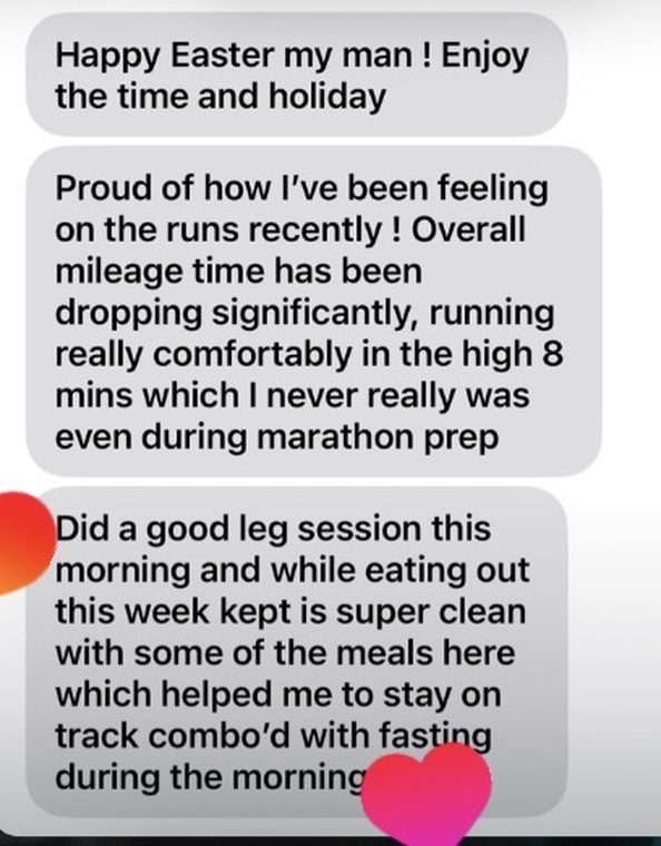Client check-in message